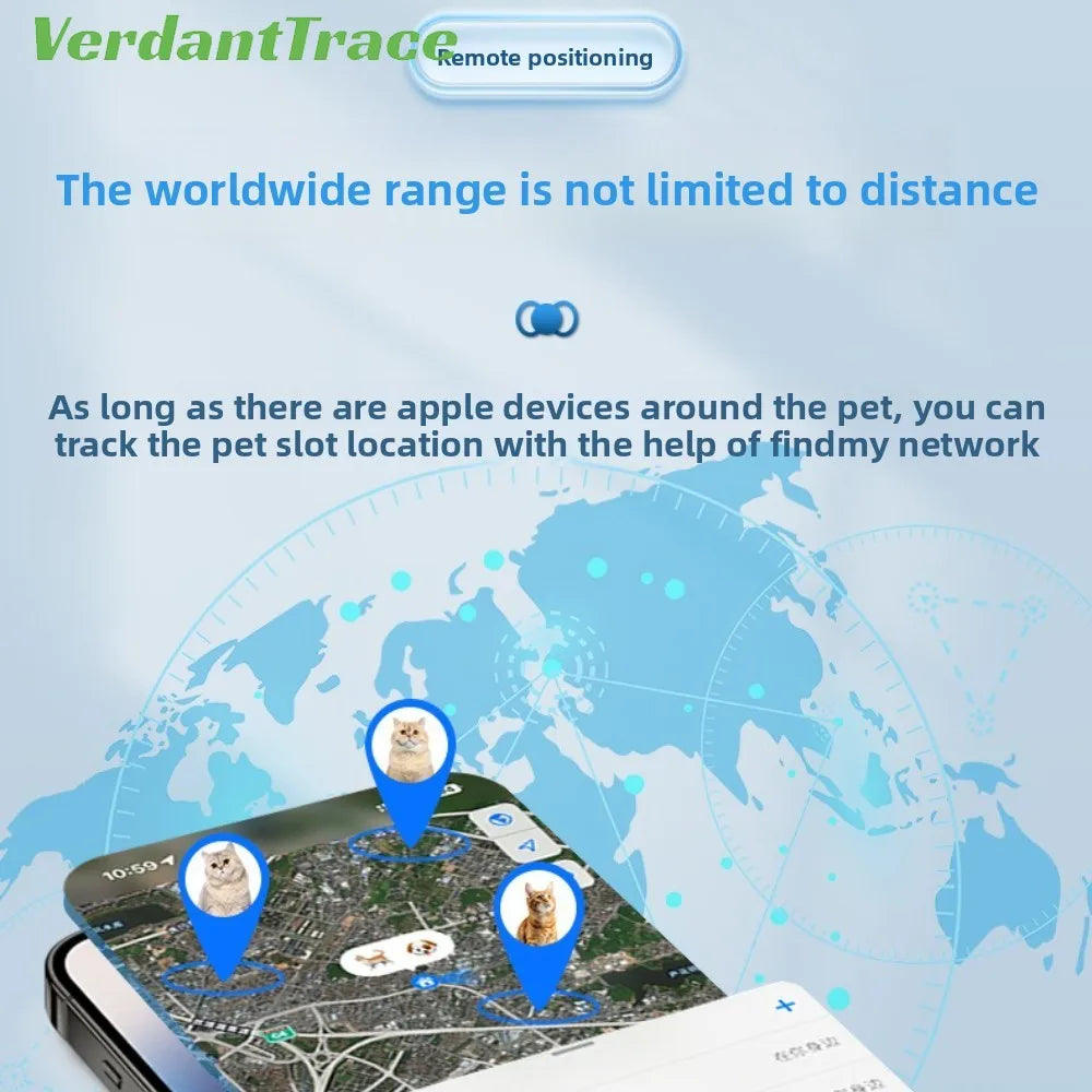 VerdanTrace Android IOS Pet Locator Anti Lost Tracking Anti Lost Cat Dog Findmy Global Positioning Alarm Cat Positioning Collar